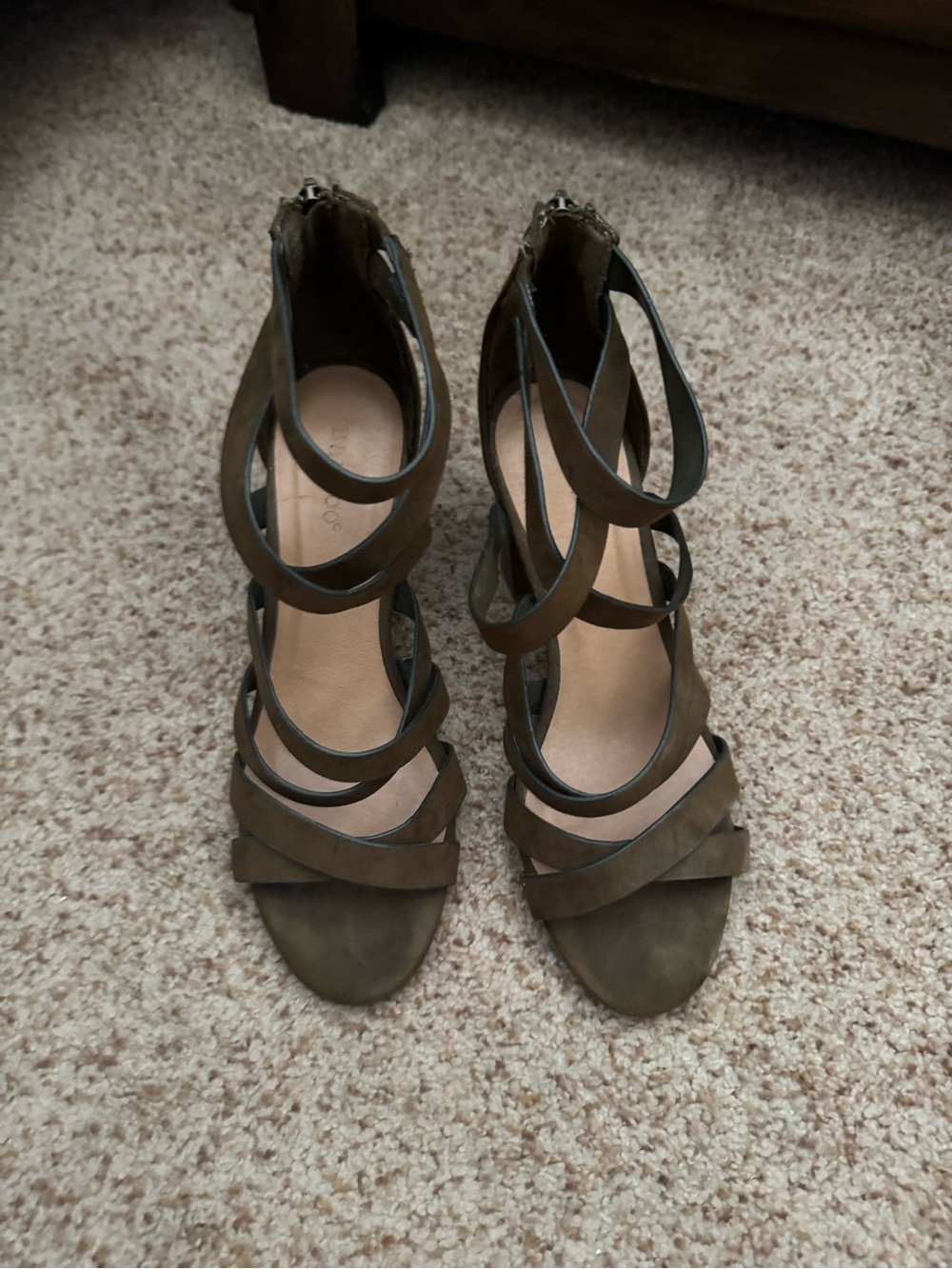 BAMBOO Olive Strappy High Heel Sandals